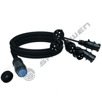 19-Pin Socapex Extension Cable with 6-Way Break-Out 16A Power Cable Assembly Stage Lights LED Moving Head Connectors
