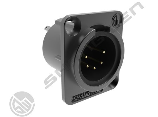 High Quality Mini 5-Pin XLR Male Audio Connector IP40 Zinc Alloy Shell in Gold Indoor Microphone Audio Cable Plug in Black