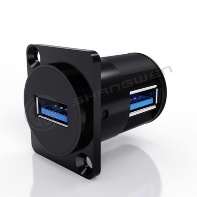 Black Shell Panel Mount Connector 9 Pin 90 Angular End Data Cable USB Connector