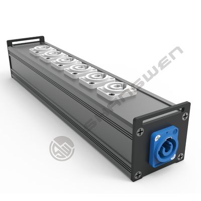 6-port PowerCON Audio Distribution Output Box Wkręcająca się instalacja Konstrukcja z aluminium