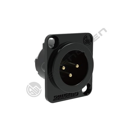 Indoor Panel Mount Chassis Microphone Mini XLR Audio Connector 3-Pin Male Socket Made of Zinc Alloy IP44 Rated D-Type Shape