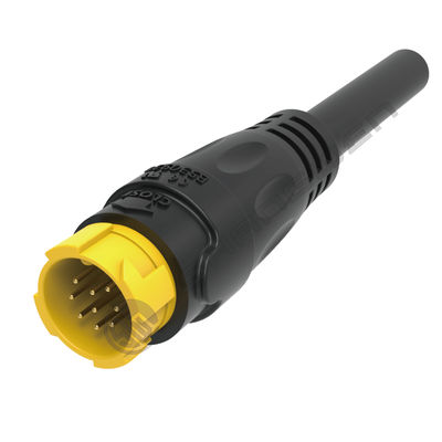 M19 Złącze 9pin Żółty 5A Lutowanie Overmolded Aluminium Alloy Shell Nylon IP67