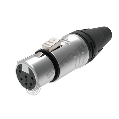 6-pin XLR Audio Video Connectors Indoor Protected 6-pole Female Male Plug w czarnym srebrze z 7,5A nominalnym prądem