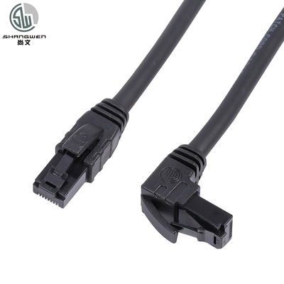 UTP Cat5e 90 stopni kąt RJ45 łącznik kabel sieciowy z nawiasem 8P8C Crystal Head Plug