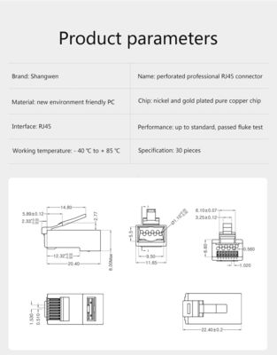 8P8C RJ45 Cat5e Cat6 UTP Jack Connector Adapter for Wall Plate Toolless 90 Degree Internet Network Ethernet Lan Cable