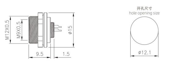 M9 Female Back Mount Socket(solder)  IP67 2\3\4\5\6\7\8 Pin Industrial Connector